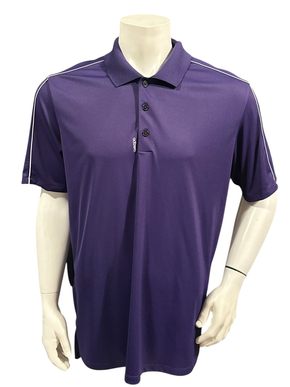 Adidas Men’s Golf Polo Striped Purple Logo Short Sleeve XL